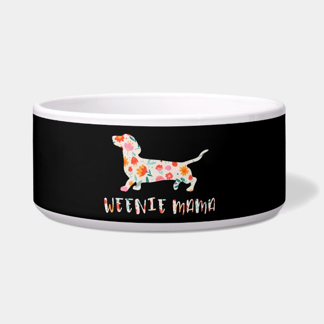 Comedero Mamá Weenie Dachshund floral (Frente)