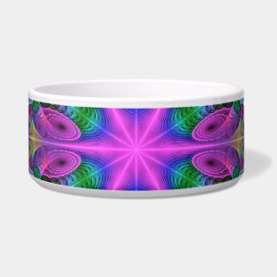 Comedero Mandala Colorido Arte Fractal Espiritual Con Rosa