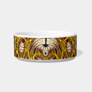 Comedero Mandalá Floral Dorado Patrón Boho