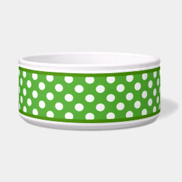 Comedero Manzana Green Polka Dot Pattern Ceramic Dog Bowl