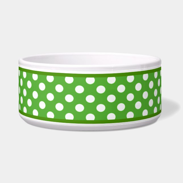 Comedero Manzana Green Polka Dot Pattern Ceramic Dog Bowl (Frente)