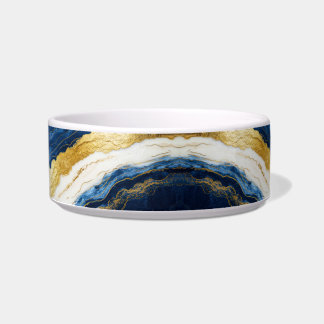 Comedero Marble de hojas de oro y azul de la marina de lujo