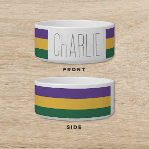 Comedero Mardi Gras Stripe Dog Cat Mascota