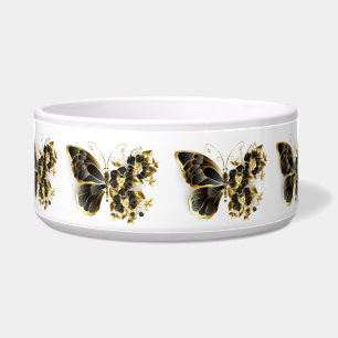 Comedero Mariposa de flores de oro con orquídea negra