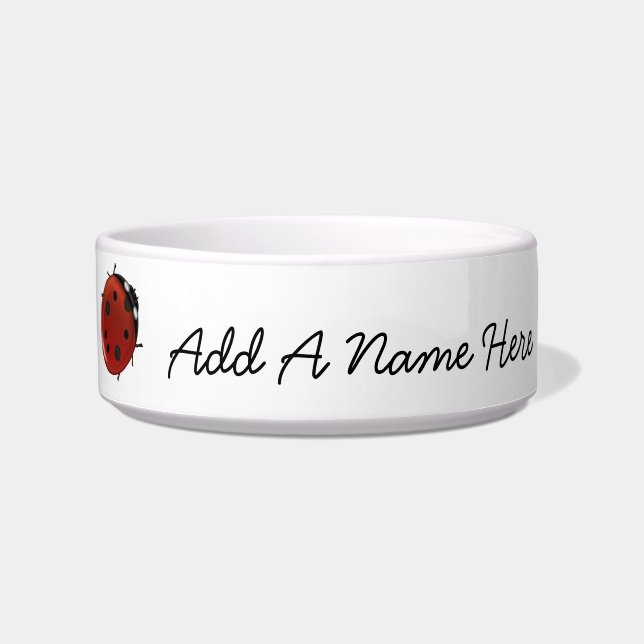 Comedero Mariquitas rojas lindas personalizadas (Frente)