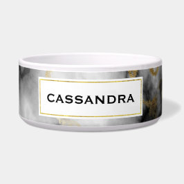 Comedero Mármol gris humeante moderno con cinta de oro