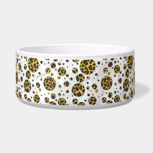 Comedero Marrón Leopardo y Lunares Amarillos