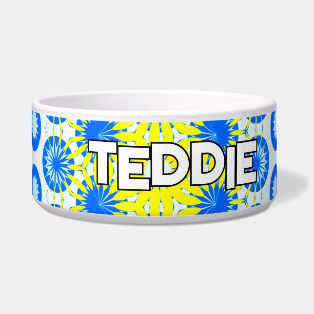 Comedero Mascota amarillo amarillo azul vivo (Frente)