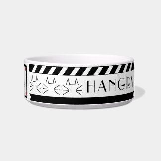 Comedero Mascota/Cat Medium Bowl negro/blanco "Feed Me/Hang