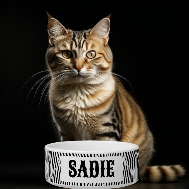 Comedero Mascota de banda de cebra negra y blanca (Subido por el creador)