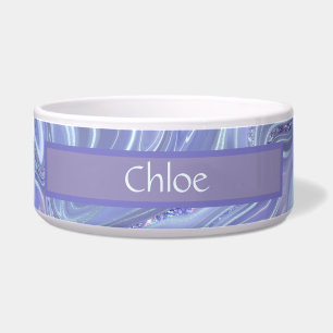 Comedero Mascota de batido de mármol azul morado de plata a