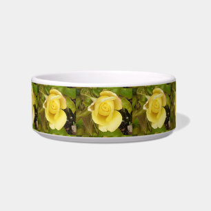 Comedero Mascota de cerámica Rosebud amarillo