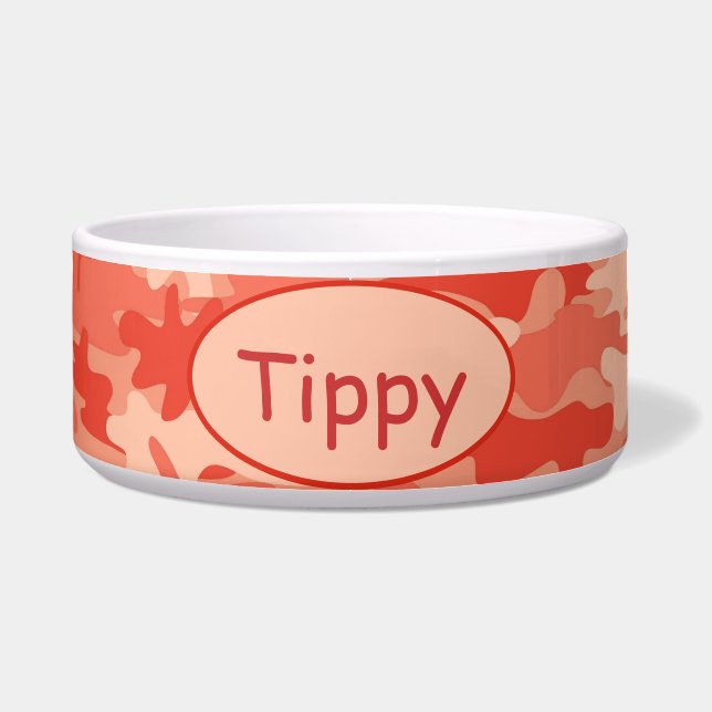 Comedero Mascota de encargo anaranjado de Camo Camoflauge (Frente)