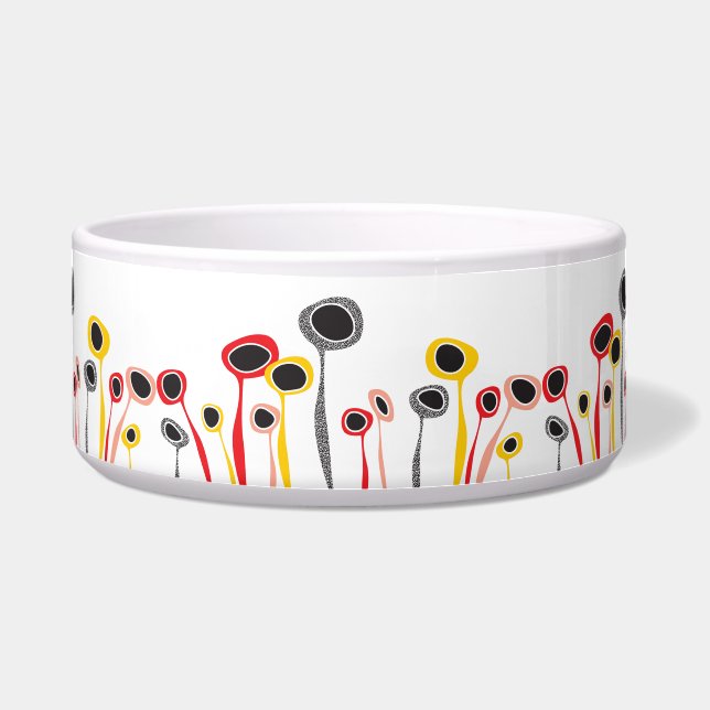 Comedero Mascota de Flores Retro (Frente)