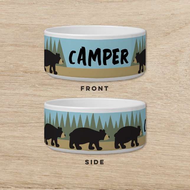 Comedero Mascota de gato de perro de campamento de oso negr (Subido por el creador)