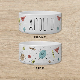 Comedero Mascota de gato retro de perro de la era atómica