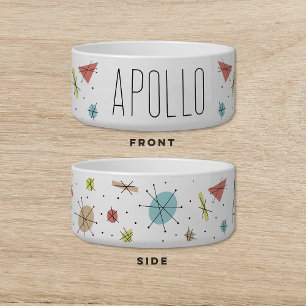 Comedero Mascota de gato retro de perro de la era atómica