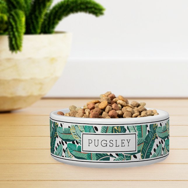 Comedero Mascota de hoja de plátano tropical personalizada (Subido por el creador)
