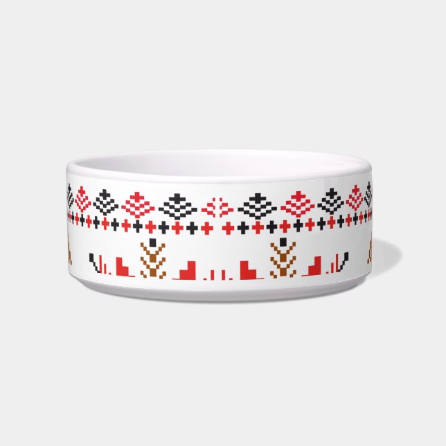 Comedero Mascota de impresión con bordado rojo y negro (Frente)