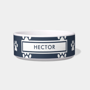 Comedero mascota de impresión de lápiz azul marino moderno