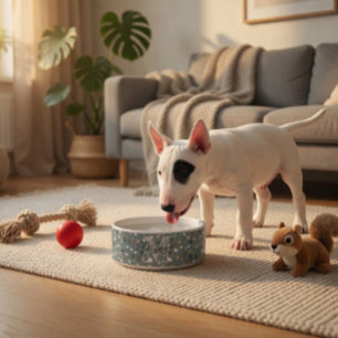 Comedero Mascota de monograma de Terrazzo personalizado