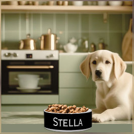 Comedero Mascota de nombres monocromo simple en blanco y ne