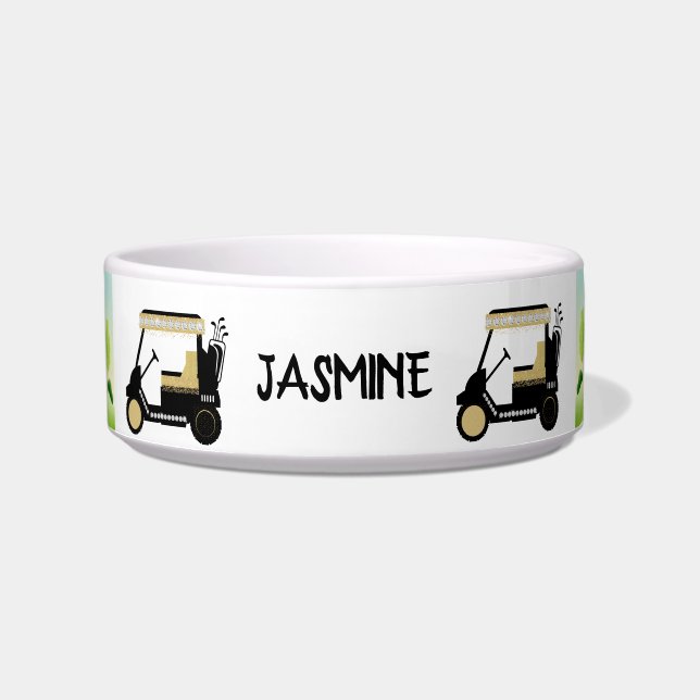 Comedero Mascota de nombres personalizados del tema del gol (Frente)