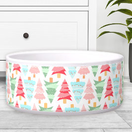 Comedero Mascota de patrón de árbol de navidad lindo pastel