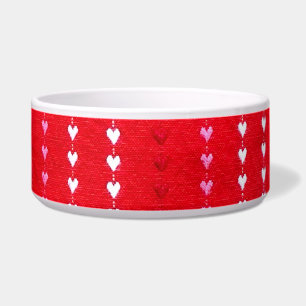 Comedero Mascota de tela de corazones bordados de San Valen