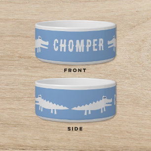 Comedero Mascota del gato del perro azul del lagarto blanco