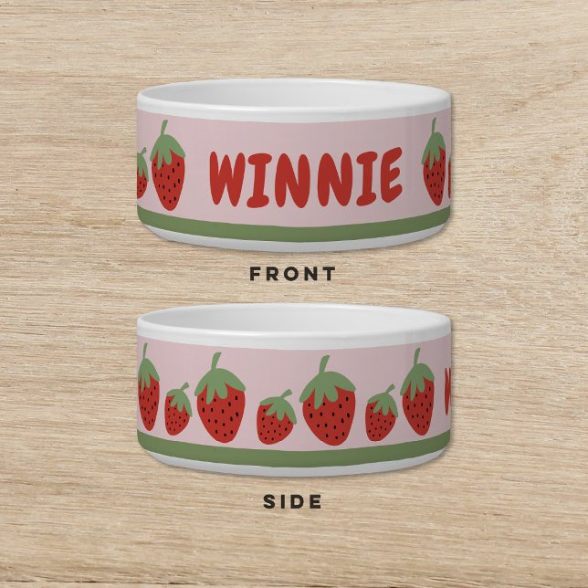 Comedero Mascota del gato del perro rosa de fresa (Subido por el creador)