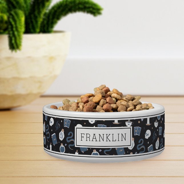 Comedero Mascota del patrón de cráneo y serpiente místico d (Subido por el creador)