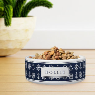 Comedero Mascota del patrón de patrón de rueda y anclaje az