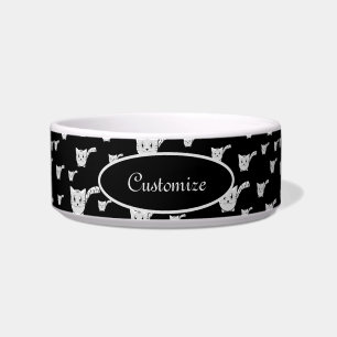 Comedero Mascota del patrón Kitty en blanco y negro