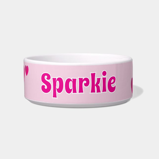 Comedero Mascota divertida rosa personalizable linda (Frente)