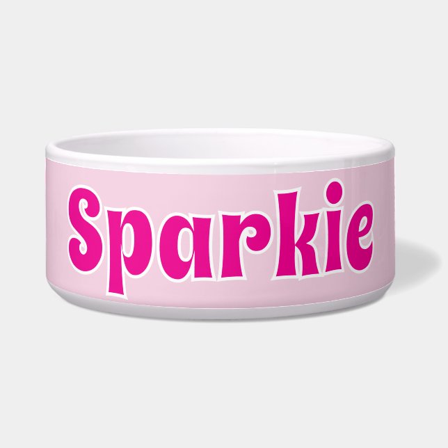 Comedero Mascota divertida rosa personalizable linda Perro  (Frente)