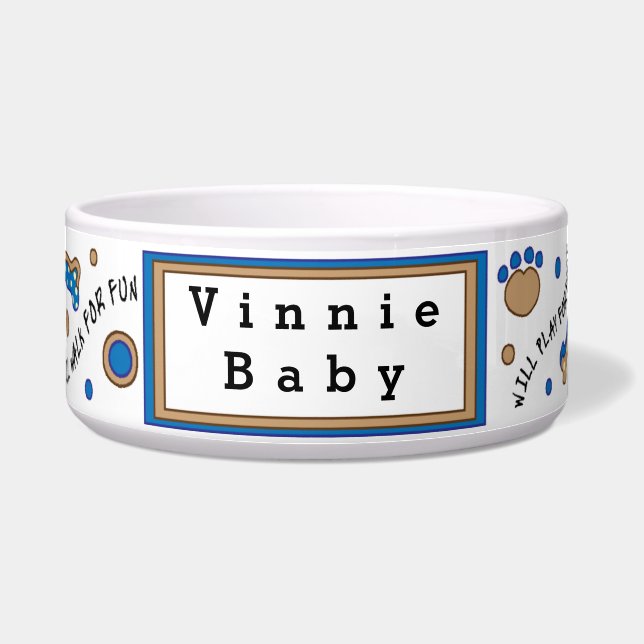 Comedero Mascota DOG Blue Bowl Grande "Jugarán por comida" (Frente)