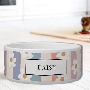 Comedero Mascota Floral Personalizada con Rayas Pastel