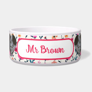 Comedero Mascota fotográfico acuarela floral en forma de co