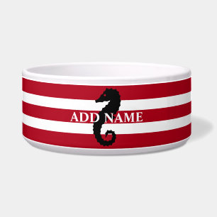 Comedero Mascota grande personalizado rayado blanco rojo