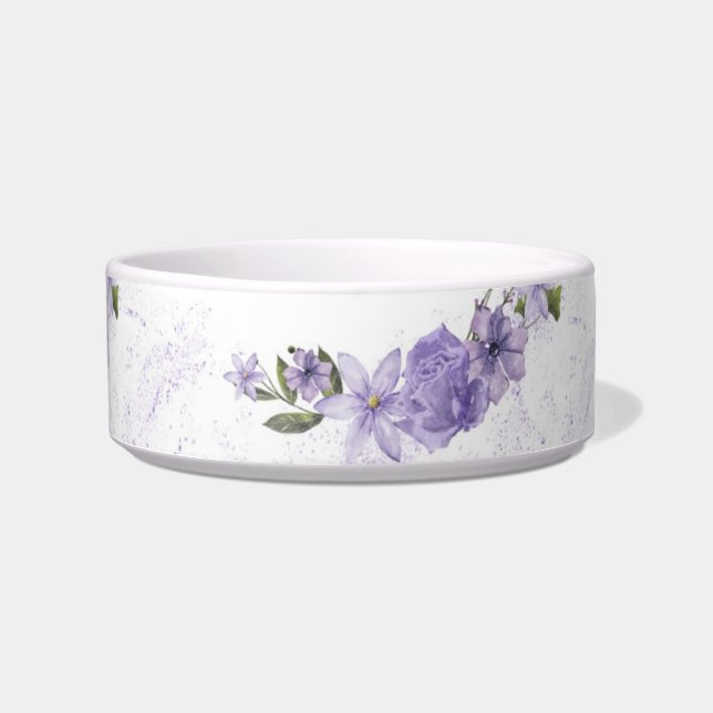Comedero Mascota morado floral (Frente)