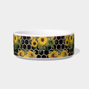 Comedero Mascota negro del honeycomb amarillo girasol