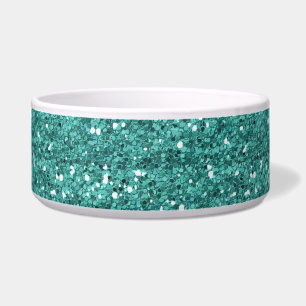 Comedero Mascota Perro Chic Brillante Destello Dorado Turqu