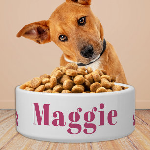Comedero Mascota Perro Comida personalizada Agua rosa Cerám