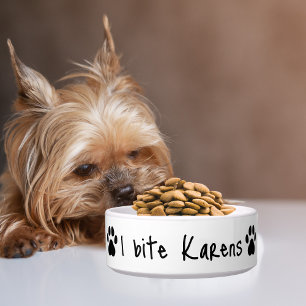 Comedero Mascota Perro Divertido “Muerdo a Karens” & Huella