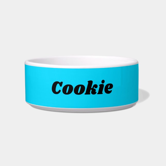 Comedero Mascota Perro Personalizado Azul Moderno (Frente)