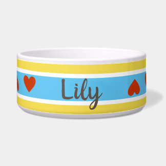 Comedero Mascota personalizado de corazones felices
