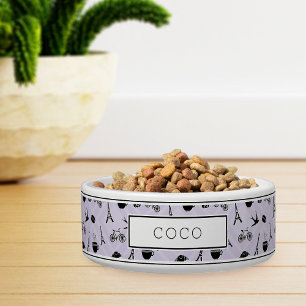 Comedero Mascota personalizado del tema francés del patrón 