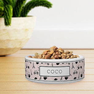 Comedero Mascota personalizado del tema francés del patrón 