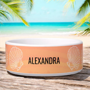 Comedero Mascota personalizado Nombre Naranja Camas Marinas